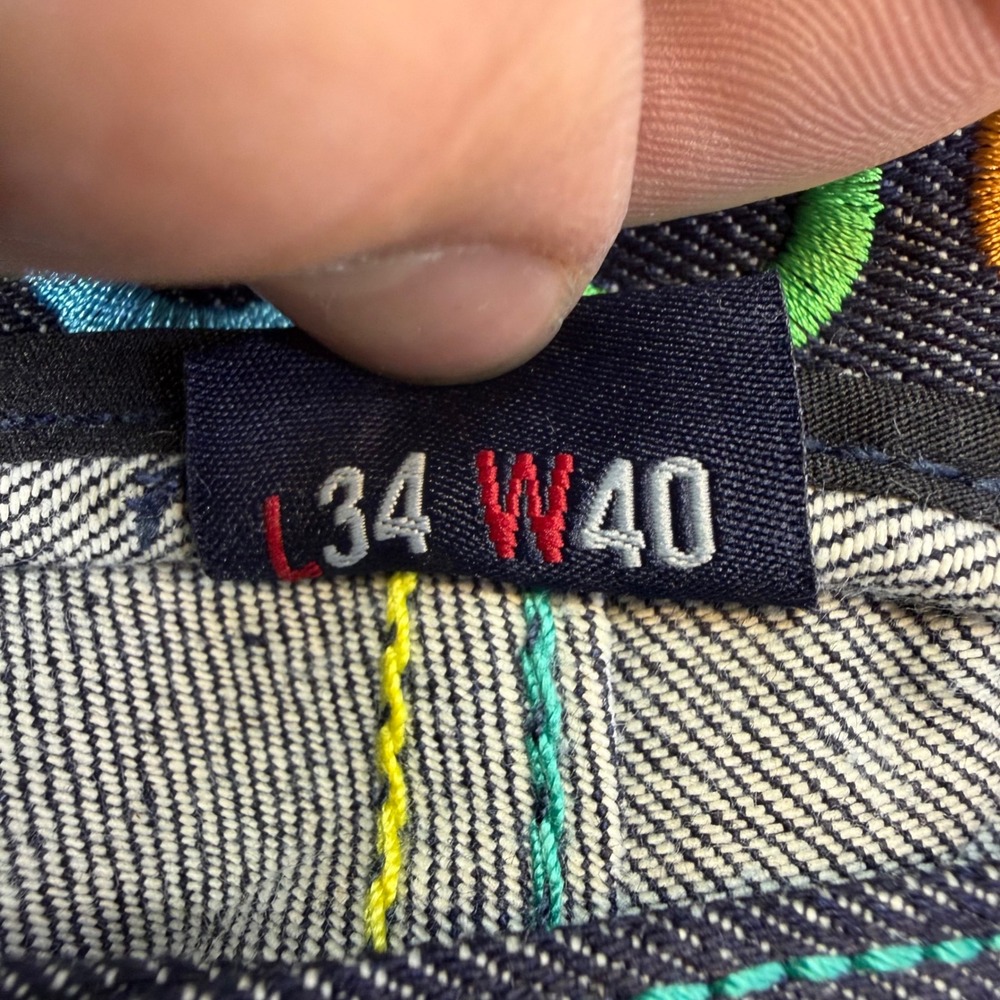 Vintage COOGI Embroidered Straight Jeans Men's 40x34 Dark Blue Denim Pants NEW - Picture 5 of 6